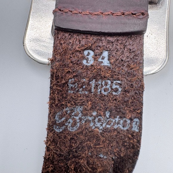 Vintage 90s Brighton Womens Braided Leather Belt Silver Buckle Size 34 Brown - Picture 2 of 7